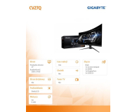 GIGABYTE Aorus 27'' CV27Q Curved VA 165Hz 1ms WQHD HDR - 520766 - zdjęcie 7